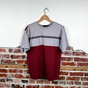 Vintage OCI Shirt Size Large Red Grey Colorblock Short Sleeve Crewneck Skate Y2K